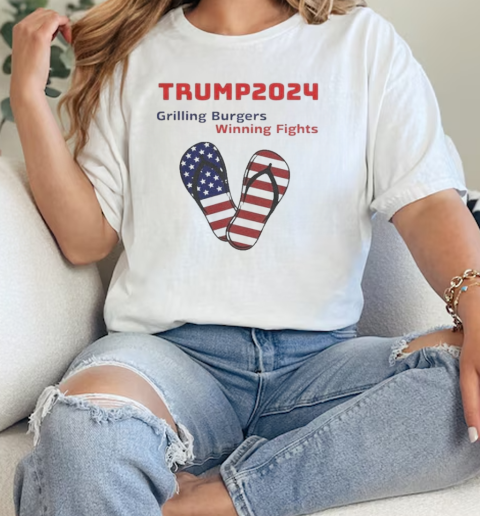 Trump 2024 Grilling Burgers Winning Fights T-Shirt Classic Women's T-shirt